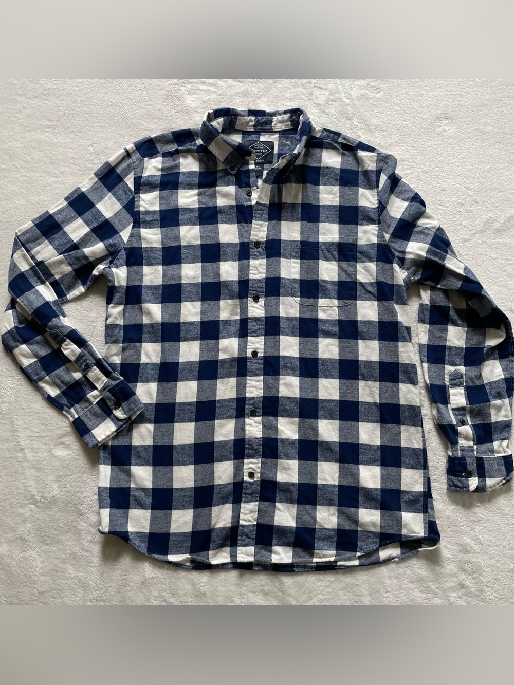 St. John’s Bay Blue Plaid 100% Cotton Flannel size XL TALL